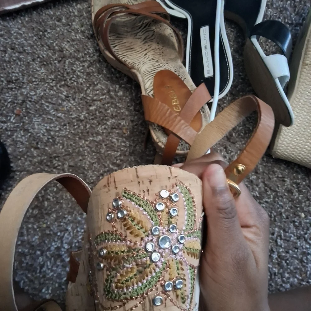 Rebels Elegant Tan Strappy Wedge Sandals